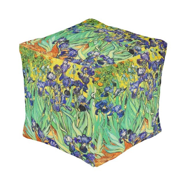 PixDezines van gogh purple iris/st. remy Pouf (Angled Front)