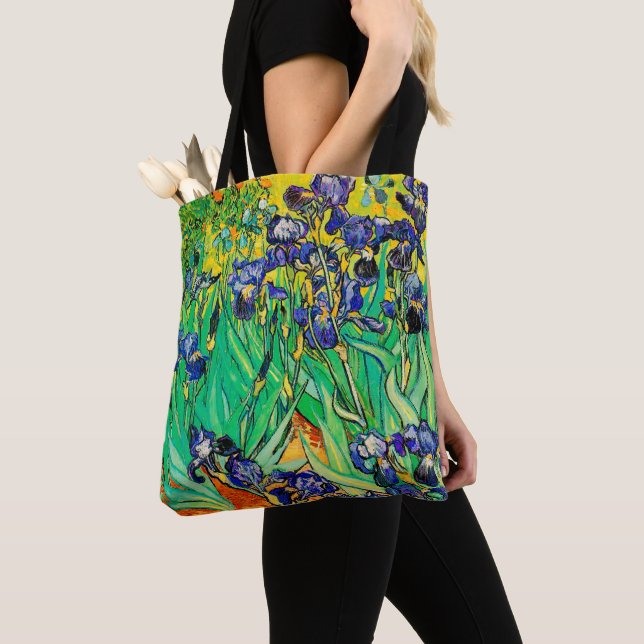 PixDezines Van Gogh Purple Irises/St. Remy Tote Bag (Close Up)