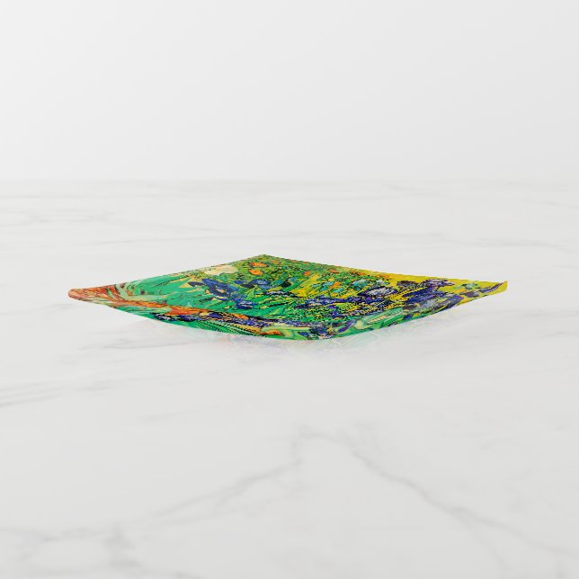 PixDezines Van Gogh Purple Irises, St. Remy Trinket Tray (Angled)