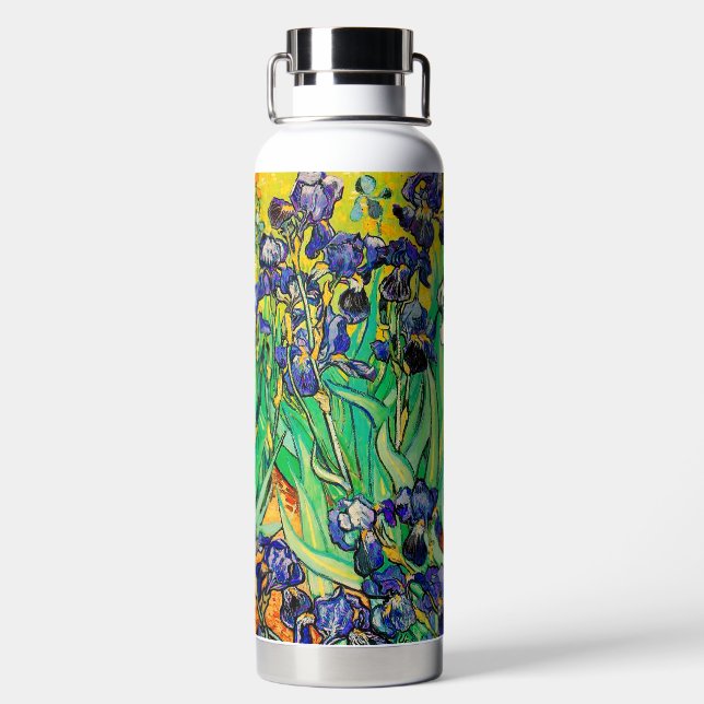 PixDezines Van Gogh Purple Irises, St. Remy Water Bottle (Back)