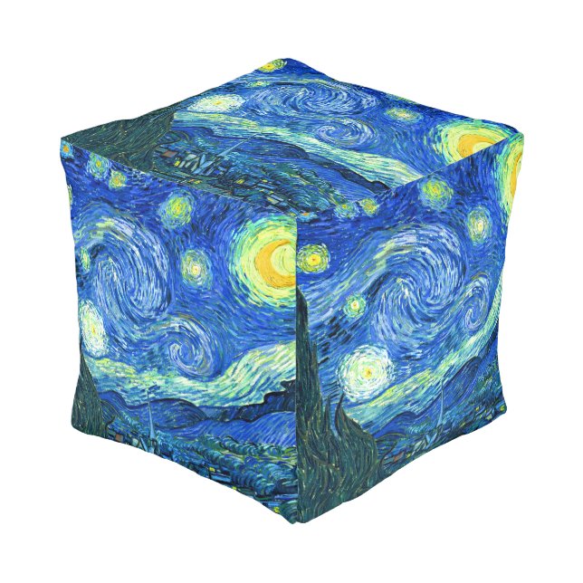 PixDezines van gogh starry night Pouf (Angled Front)
