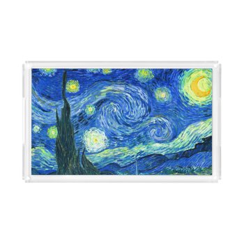 Pixdezines Van Gogh Starry Night/st. Remy Acrylic Tray by The_Masters at Zazzle