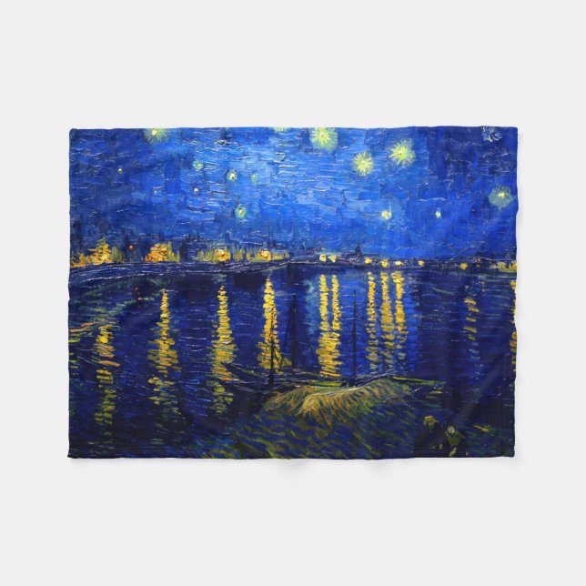 PixDezines van gogh/starry night sur Rhone Fleece Blanket (Front (Horizontal))