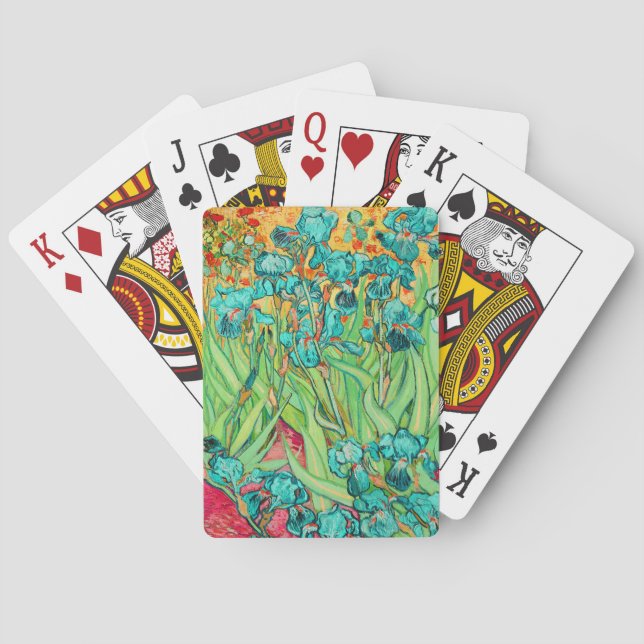 PixDezines van gogh teal bearded iris / st. remy Poker Cards (Back)