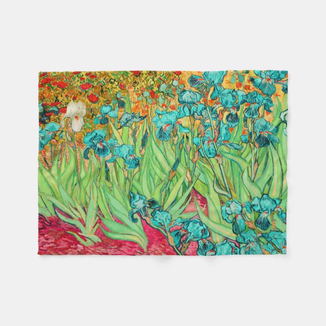 PixDezines van gogh/teal irises/st. remy Fleece Blanket (Front (Horizontal))