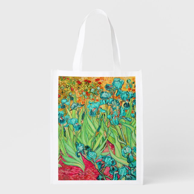 PixDezines van gogh/teal irises/st. remy Reusable Grocery Bag (Front)
