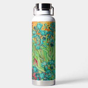 Pixdezines Van Gogh Teal Irises  St. Remy Water Bottle by The_Masters at Zazzle