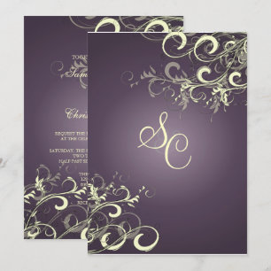 PixDezines VANILLA SWIRLS/DARK PURPLE/DIY Bckgrnd Invitation