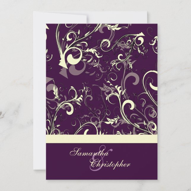 PixDezines Vanilla Swirls/DIY Dark Purple Bckgrnd Invitation (Front)
