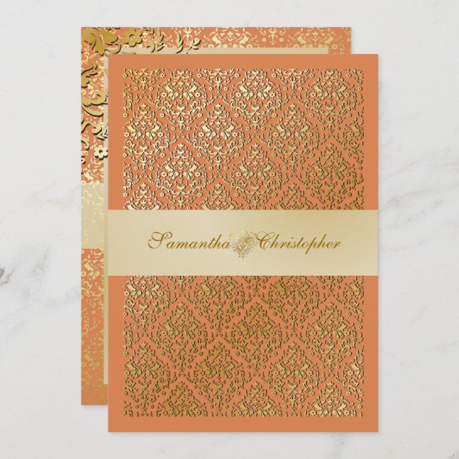 PixDezines vavin damask/champagne/diy background Invitation (Front/Back)