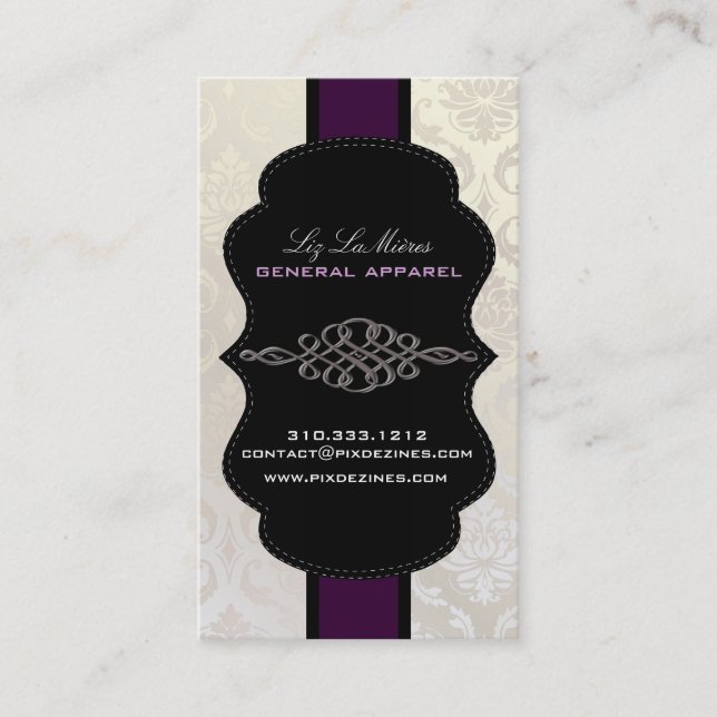 PixDezines Vendome Damask Business Card (Front)