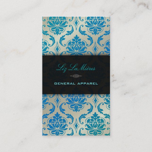 PixDezines vendome damask/peacock color Business Card (Front)