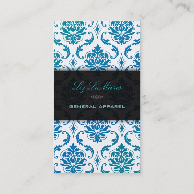 PixDezines vendome damask/peacock color Business Card (Front)