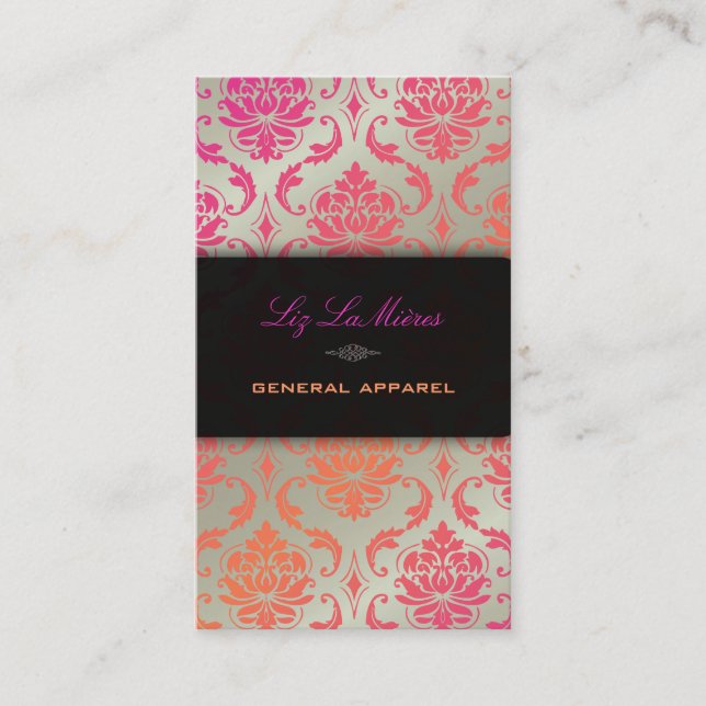 PixDezines vendome damask/sherbet color Business Card (Front)