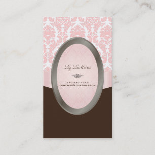PixDezines versailles damask/pink+chocolate Business Card