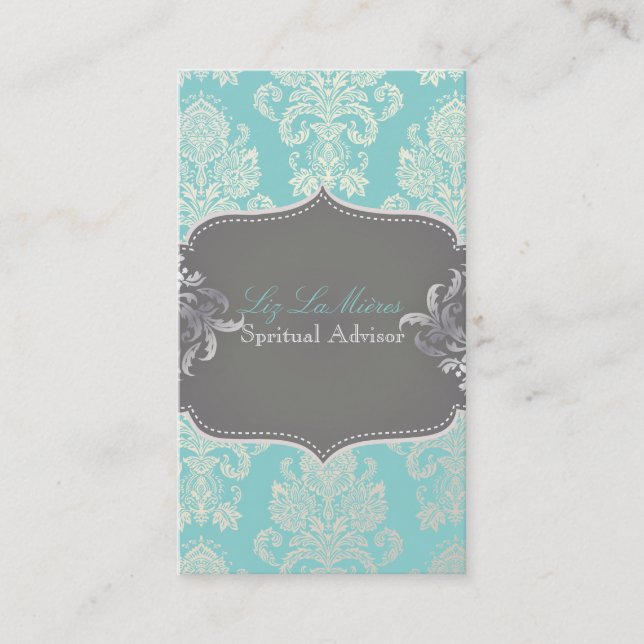 PixDezines Victorian Damask/DIY color Business Card (Front)
