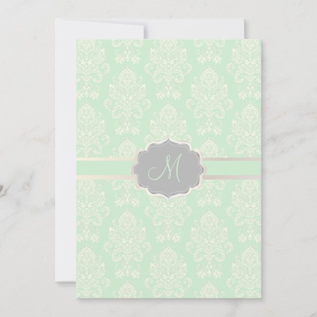 PixDezines Victorian Damask/seafoam/DIY color Invitation (Front)