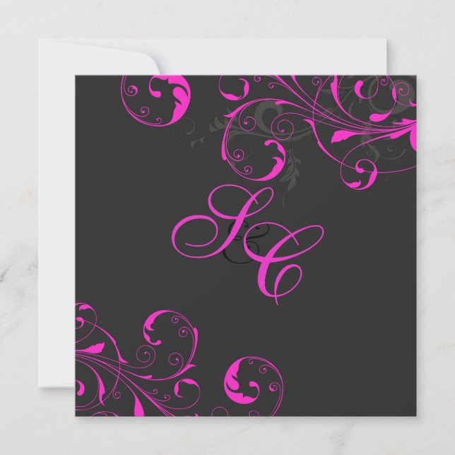 PixDezines Vine swirls, Neon Pink/DIY color Invitation (Front)