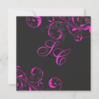 Pixdezines Vine Swirls  Neon Pink/diy Color Invitation by custom_stationery at Zazzle