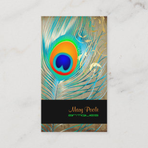 PixDezines vintage background/peacock+filigree Business Card