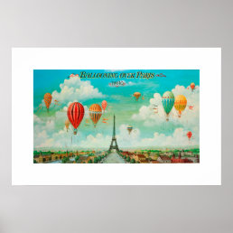 PixDezines vintage ballooning over paris Poster