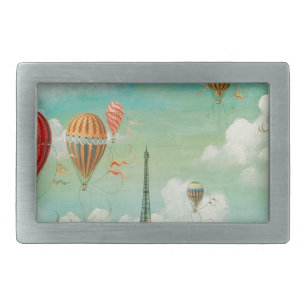 PixDezines vintage balloons/eiffel/paris Belt Buckle