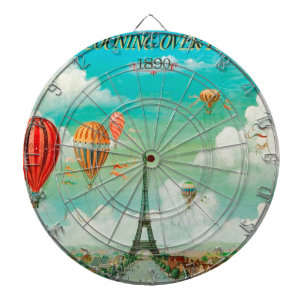 PixDezines vintage balloons/eiffel/paris Dartboard