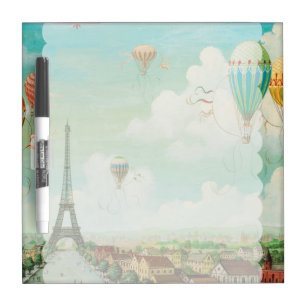 PixDezines vintage balloons/eiffel/paris Dry-Erase Board