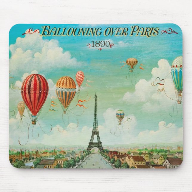 PixDezines vintage balloons/eiffel/paris Mouse Pad (Front)