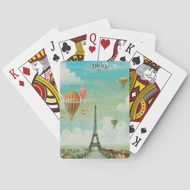 PixDezines vintage balloons/eiffel/paris Poker Cards (Back)