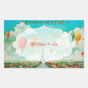 PixDezines vintage balloons/eiffel/paris Rectangular Sticker