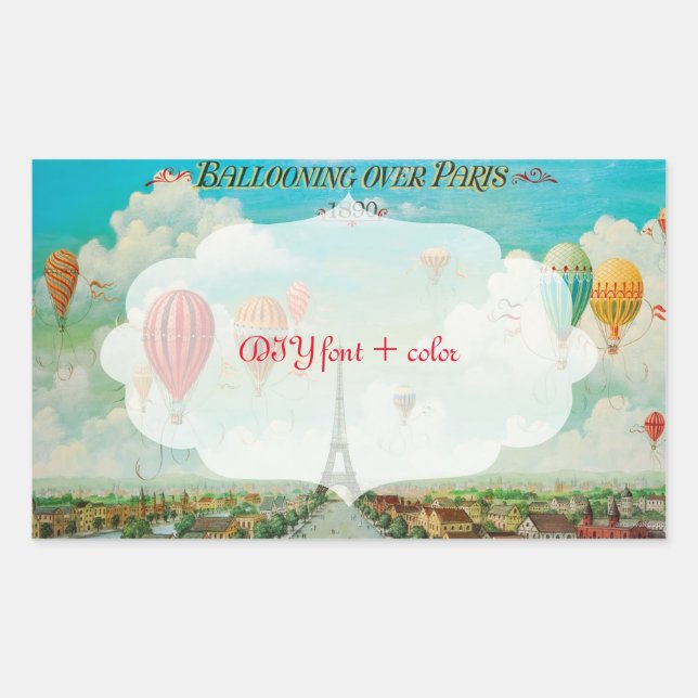 PixDezines vintage balloons/eiffel/paris Rectangular Sticker (Front)