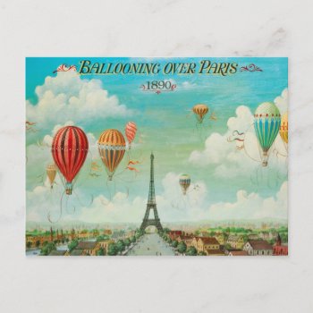 Pixdezines Vintage Balloons Over Paris Postcard by PixDezines at Zazzle