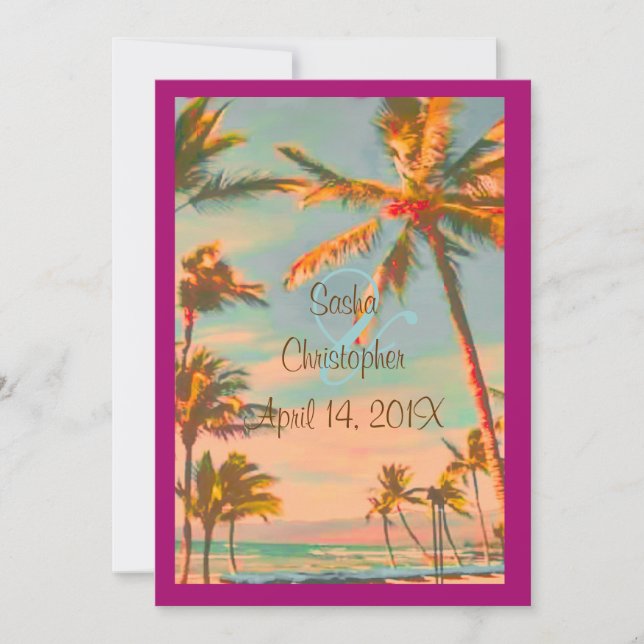 PixDezines Vintage Beach Scence/Aloha/Luau Invitation (Front)