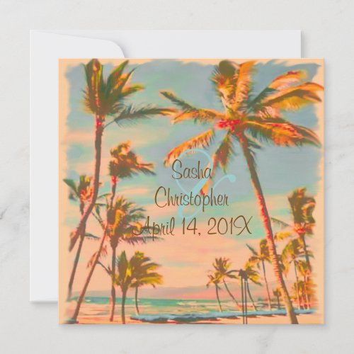 PixDezines Vintage Beach ScenceAlohaLuau Invitation