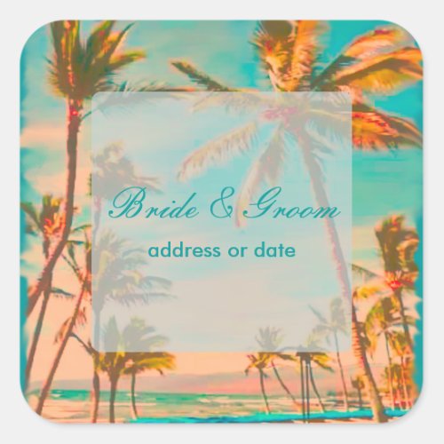 PixDezines vintage beach scene Square Sticker