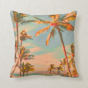 PixDezines vintage beach scene Throw Pillow