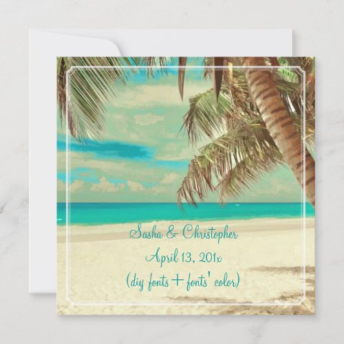 PixDezines vintage beach, tropical paradise Custom Invite
