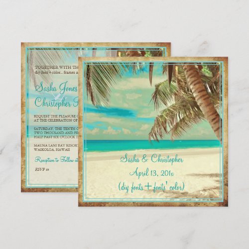 PixDezines vintage beach, tropical paradise Custom Invites