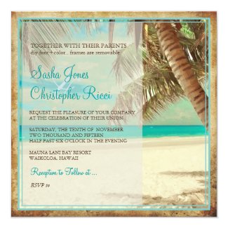 PixDezines vintage beach, tropical paradise Invitation