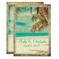 PixDezines vintage beach, tropical paradise Invitation