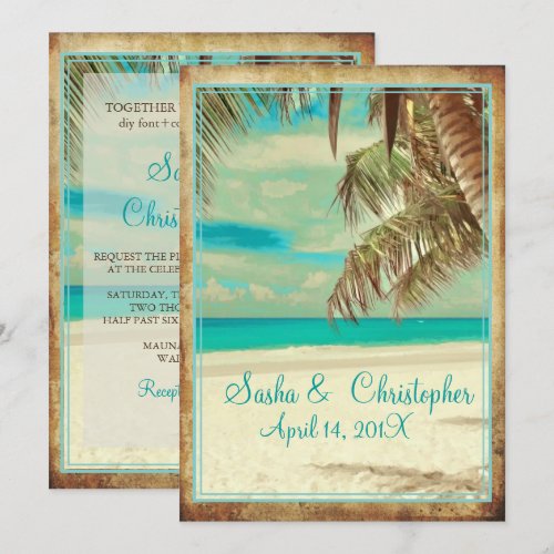 PixDezines vintage beach, tropical paradise Invite