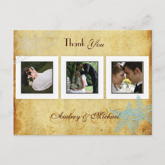 PixDezines vintage, beach wedding photos Postcard (Front)
