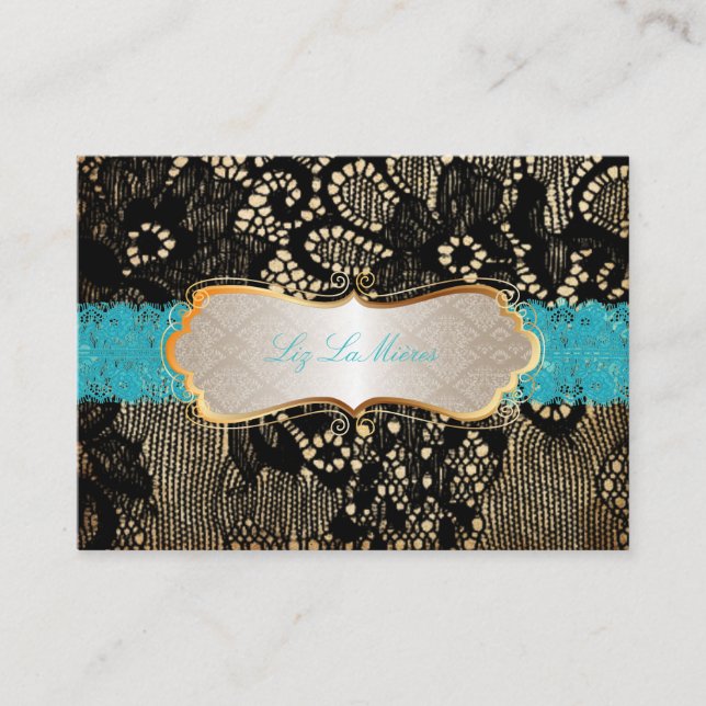 PixDezines VINTAGE BLACK LACE/FAUX PARCHMENT Business Card (Front)