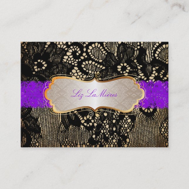 PixDezines VINTAGE BLACK LACE/FAUX PARCHMENT Business Card (Front)
