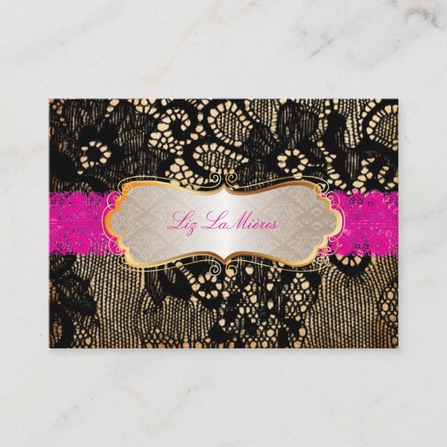 PixDezines VINTAGE BLACK LACE/FAUX PARCHMENT Business Card (Front)