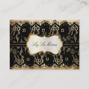 PixDezines VINTAGE BLACK LACE/FAUX PARCHMENT Business Card