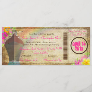 PixDezines vintage boarding pass/love boat/rainbow Invitation
