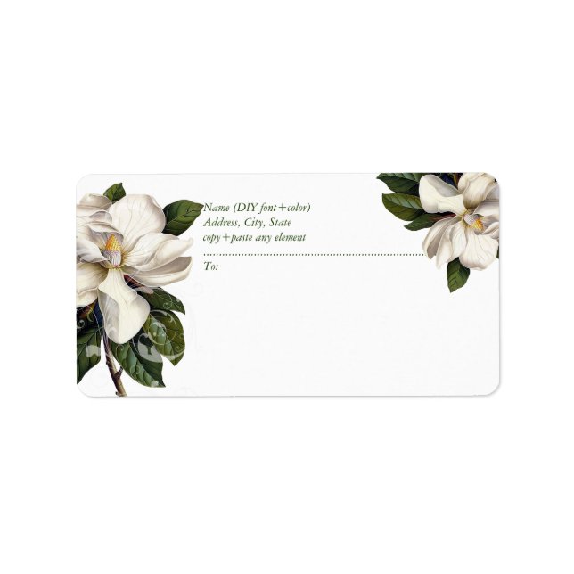 PixDezines Vintage Botanical Magnolia Label (Front)