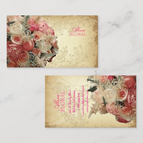 PixDezines vintage bouquet, florists/diy colors Business Card Template